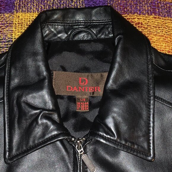 Mens Large Danier Black Leather Jacket - Picture 8 of 9